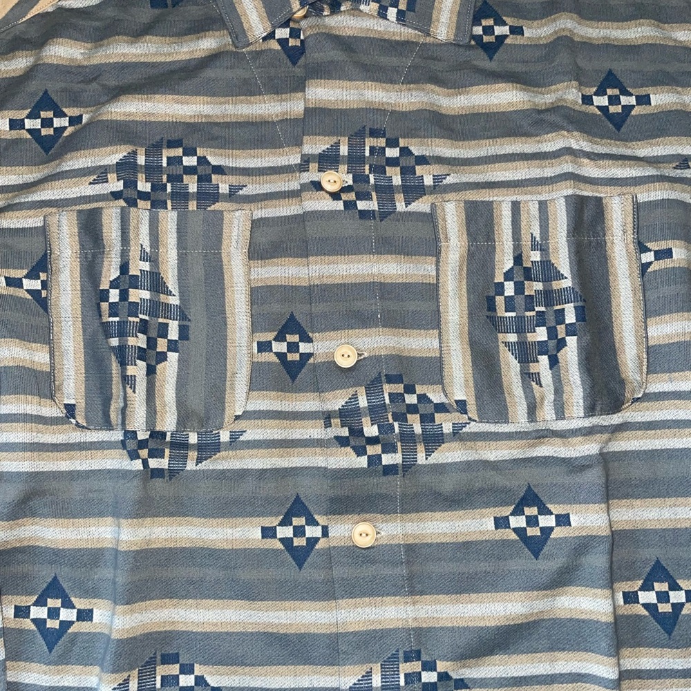 RRL Indigo Jacquard Knit Shirt - Picture 5 of 11